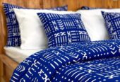 Housse de couette,drap oreillers, rideaux en pagne